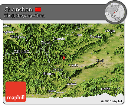 Satellite Panoramic Map of Guanshan