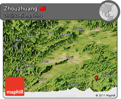Satellite Panoramic Map of Zhouzhuang