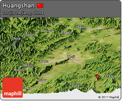 Satellite Panoramic Map of Huangshan
