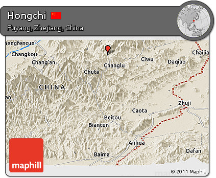 Shaded Relief Panoramic Map of Hongchi