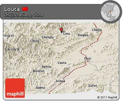 Shaded Relief Panoramic Map of Louta