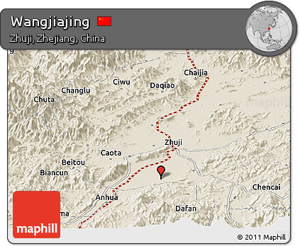 Shaded Relief Panoramic Map of Wangjiajing