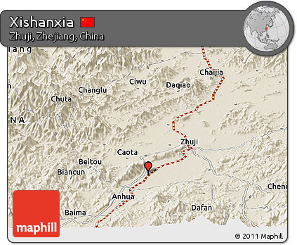 Shaded Relief Panoramic Map of Xishanxia