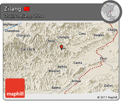 Shaded Relief Panoramic Map of Zilang