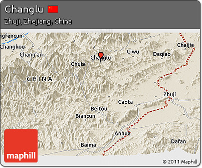 Shaded Relief Panoramic Map of Changlu