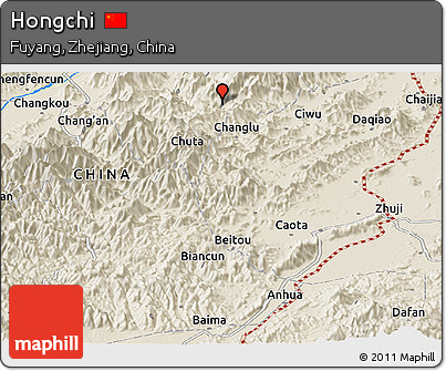 Shaded Relief Panoramic Map of Hongchi
