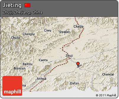 Shaded Relief Panoramic Map of Jieting
