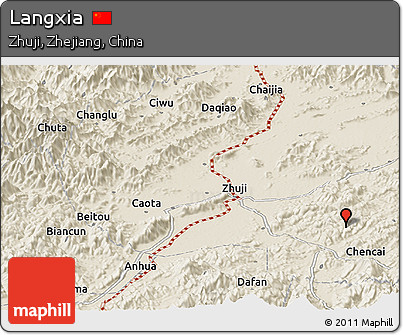 Shaded Relief Panoramic Map of Langxia
