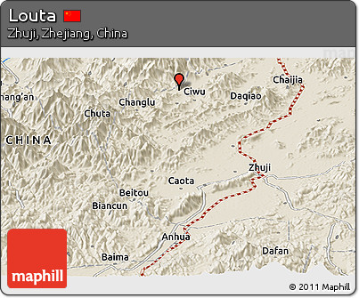 Shaded Relief Panoramic Map of Louta