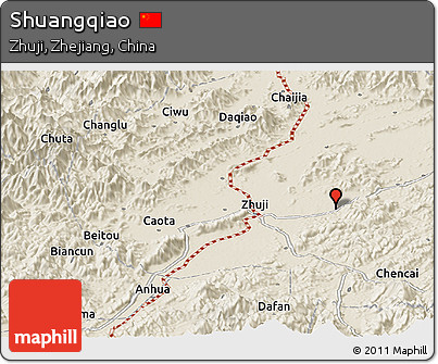 Shaded Relief Panoramic Map of Shuangqiao