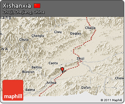 Shaded Relief Panoramic Map of Xishanxia
