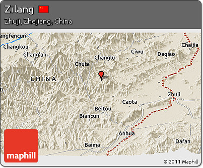 Shaded Relief Panoramic Map of Zilang