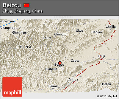 Shaded Relief Panoramic Map of Beitou