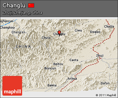 Shaded Relief Panoramic Map of Changlu