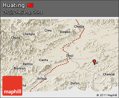 Shaded Relief Panoramic Map of Huating