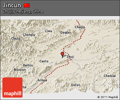 Shaded Relief Panoramic Map of Jincun