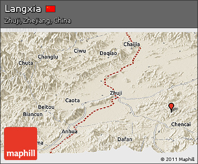 Shaded Relief Panoramic Map of Langxia
