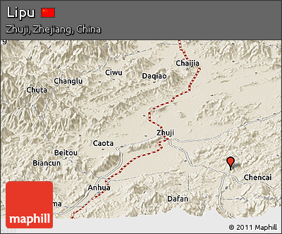 Shaded Relief Panoramic Map of Lipu