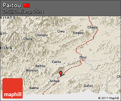 Shaded Relief Panoramic Map of Paitou