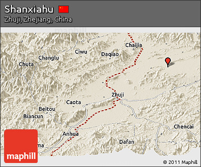 Shaded Relief Panoramic Map of Shanxiahu