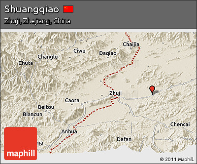 Shaded Relief Panoramic Map of Shuangqiao