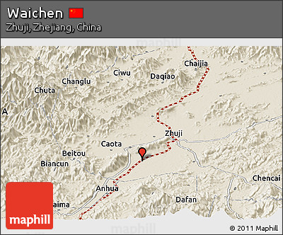Shaded Relief Panoramic Map of Waichen