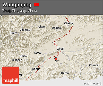 Shaded Relief Panoramic Map of Wangjiajing