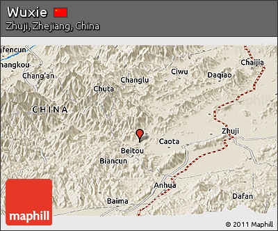 Shaded Relief Panoramic Map of Wuxie