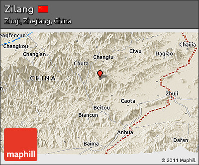 Shaded Relief Panoramic Map of Zilang