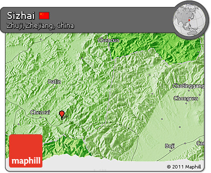 Political 3D Map of Sizhai