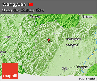 Political 3D Map of Wangyuan