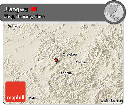Shaded Relief 3D Map of Jiangwu