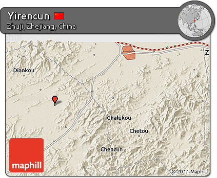 Shaded Relief 3D Map of Yirencun