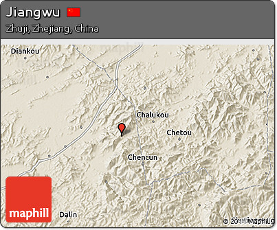 Shaded Relief 3D Map of Jiangwu