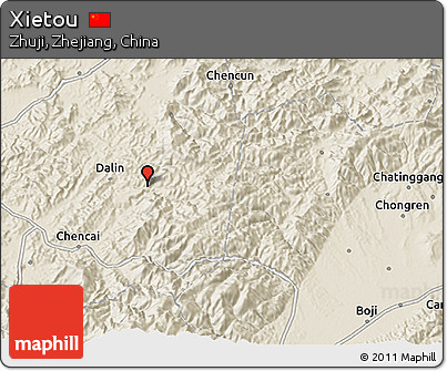 Shaded Relief 3D Map of Xietou
