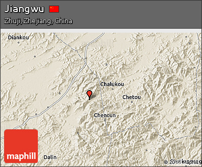 Shaded Relief 3D Map of Jiangwu