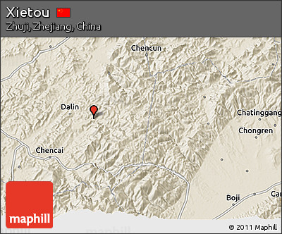 Shaded Relief 3D Map of Xietou