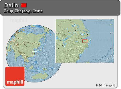 Savanna Style Location Map of Dalin, hill shading