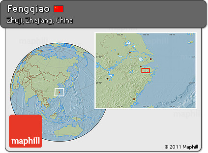 Savanna Style Location Map of Fengqiao, hill shading