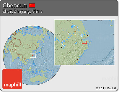 Savanna Style Location Map of Chencun, hill shading