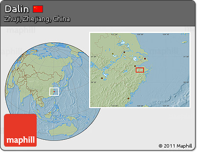 Savanna Style Location Map of Dalin, hill shading