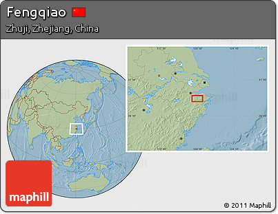 Savanna Style Location Map of Fengqiao, hill shading