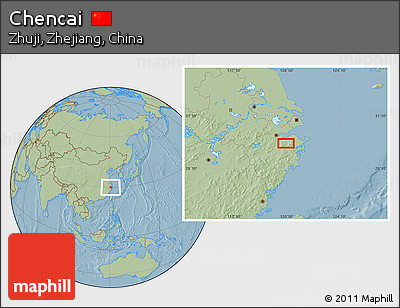 Savanna Style Location Map of Chencai, hill shading