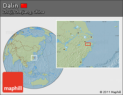 Savanna Style Location Map of Dalin, hill shading
