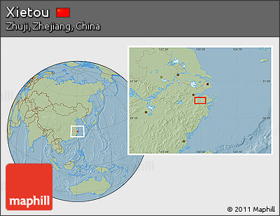 Savanna Style Location Map of Xietou, hill shading