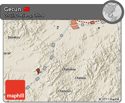 Shaded Relief Map of Gecun