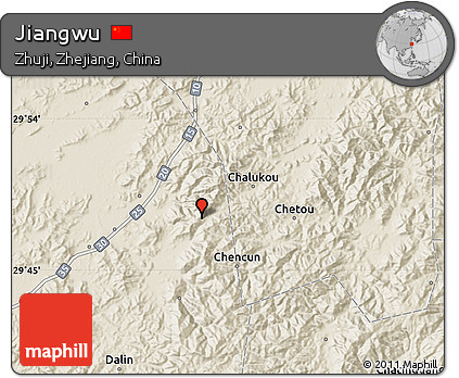 Shaded Relief Map of Jiangwu