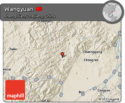 Shaded Relief Map of Wangyuan