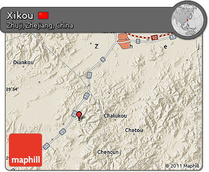 Shaded Relief Map of Xikou