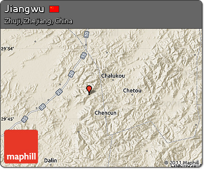 Shaded Relief Map of Jiangwu